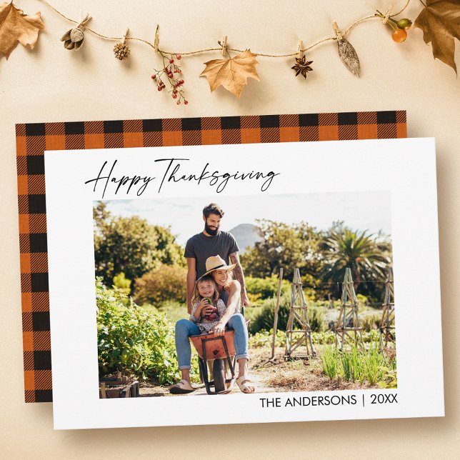 Thanksgiving för Orange Play för Calligraphy Bläck Julkort (Customize to change your personalized text size or text style.)
