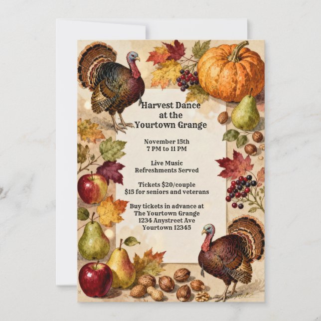 Thanksgiving för överflödig skörd inbjudningar (Framsida)