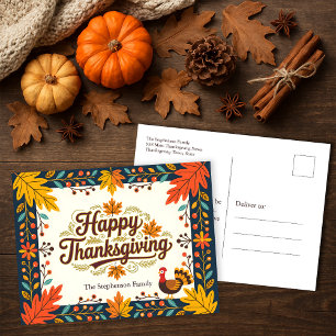 Thanksgiving för PeopleArt Rustic Höst löv Vykort
