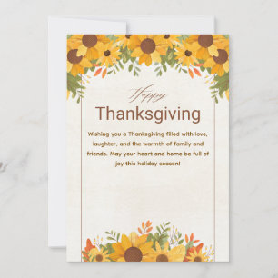 Thanksgiving för personlig Orange Beige Blommigt Julkort