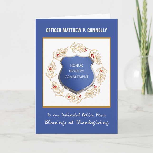 Thanksgiving för polisbyråns Religiösa Blessings Kort (Framsida)