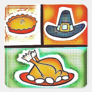 Thanksgiving för popup-bild fyrkantigt klistermärke