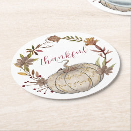 Thanksgiving för Rustic Pumpkin-Personlig Underlägg Papper Rund