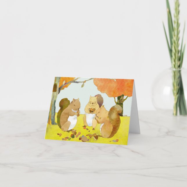 Thanksgiving för små ekorrar - infällning helgkort (Framsida)