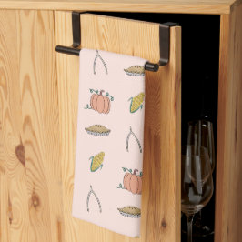 Thanksgiving för Söt av rosa Kökshandduk