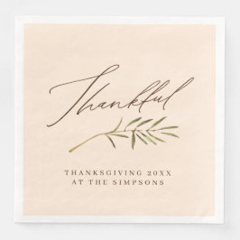 Thanksgiving för tacksam Calligraphy & Lövs Family Pappersservett
