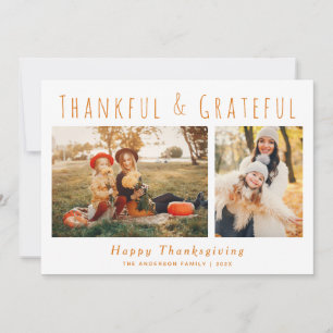 Thanksgiving för tacksam och tacksam handstil julkort