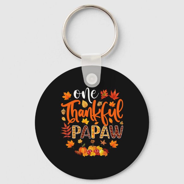 Thanksgiving för tacksam Papaw-Roligt höst Nyckelring (Framsida)