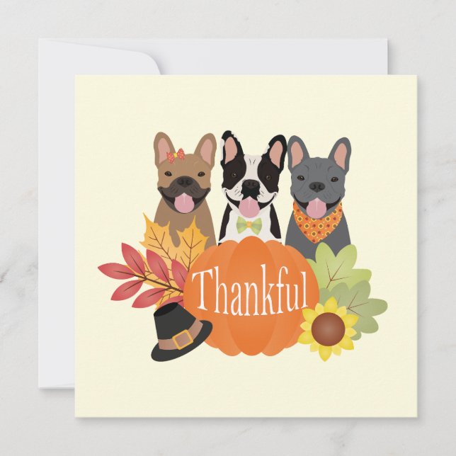 Thanksgiving för tacksamma Franskar Julkort (Framsida)