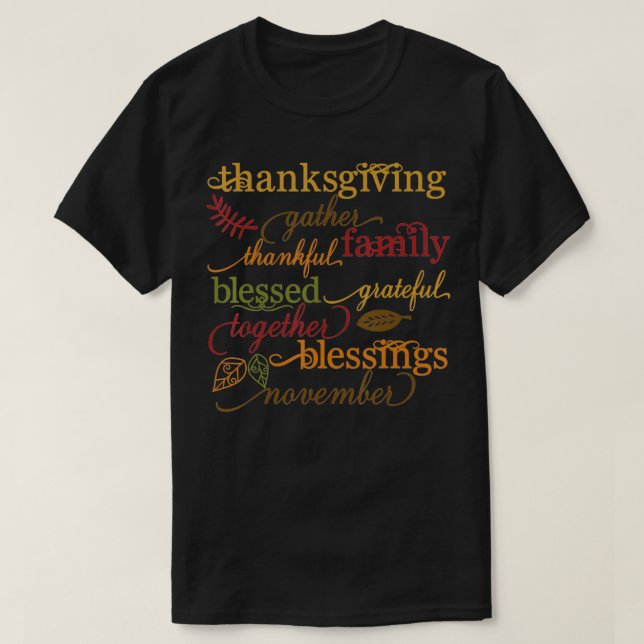 Thanksgiving för tacksamma välsignelser t shirt (Design framsida)