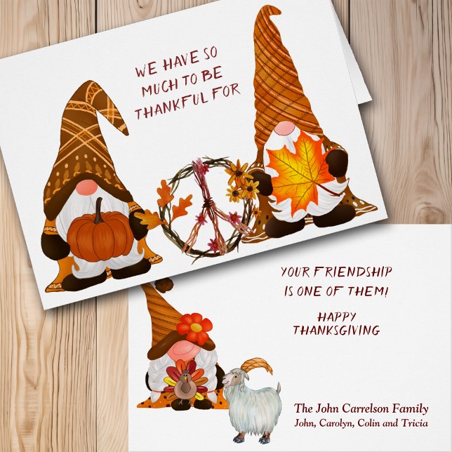 Thanksgiving för tacksamma Vänskaper - Gnomes Hälsningskort (Skapare uppladdad)