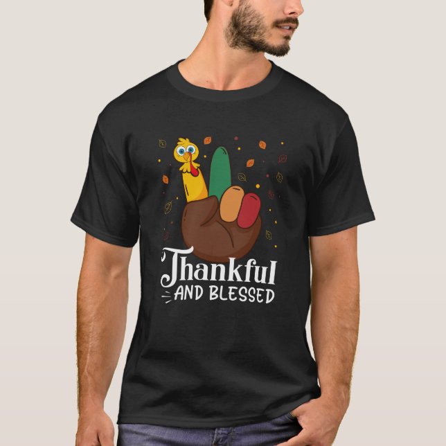Thanksgiving för tacksamt Fredstecken T Shirt (Framsida)