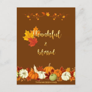 Thanksgiving för tacksamt och färgat Golden Script Helg Vykort