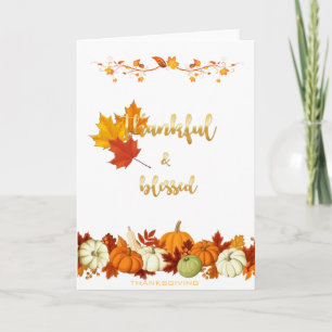 Thanksgiving för tacksamt och färgat Golden Script Helgkort