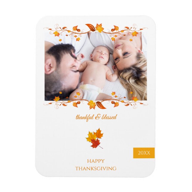 Thanksgiving för tacksamt och välsignat familjefot magnet (Vertikal)