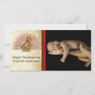 Thanksgiving för Tecknad av ljus, Turkiet-fotokort Julkort