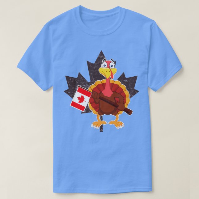 Thanksgiving för Turkiet med Kanada Flagga Coola C T Shirt (Design framsida)