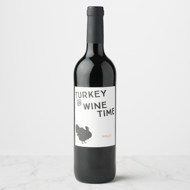 Thanksgiving för Turkiet och vin Vinflaska Etikett (Framsida)