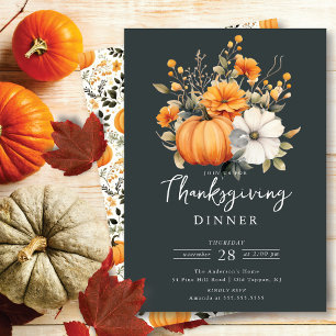 Thanksgiving för vacker Blommigt av Pumpkin Inbjudningar