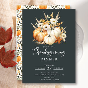Thanksgiving för vacker Blommigt av Pumpkin Inbjudningar