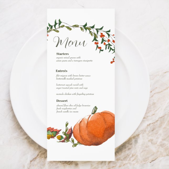 Thanksgiving för vattenfärg eller Bladbröllopsmeny (Skapare uppladdad)
