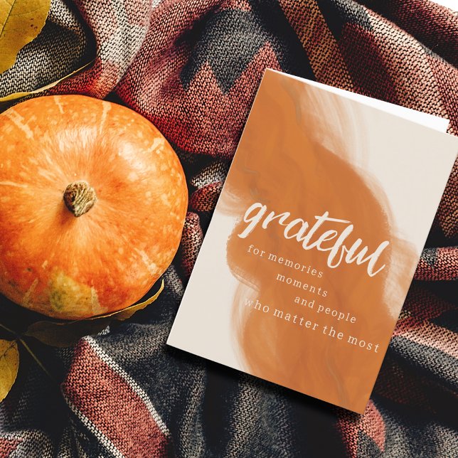Thanksgiving för vattenfärg i modern Elegant Helgkort (Grateful Modern Elegant Watercolor Thanksgiving Card)