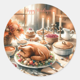 Thanksgiving för vattenfärg runt klistermärke