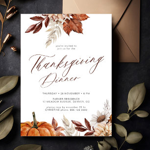 Thanksgiving för vattenfärg, rustik elegant, inner inbjudningar
