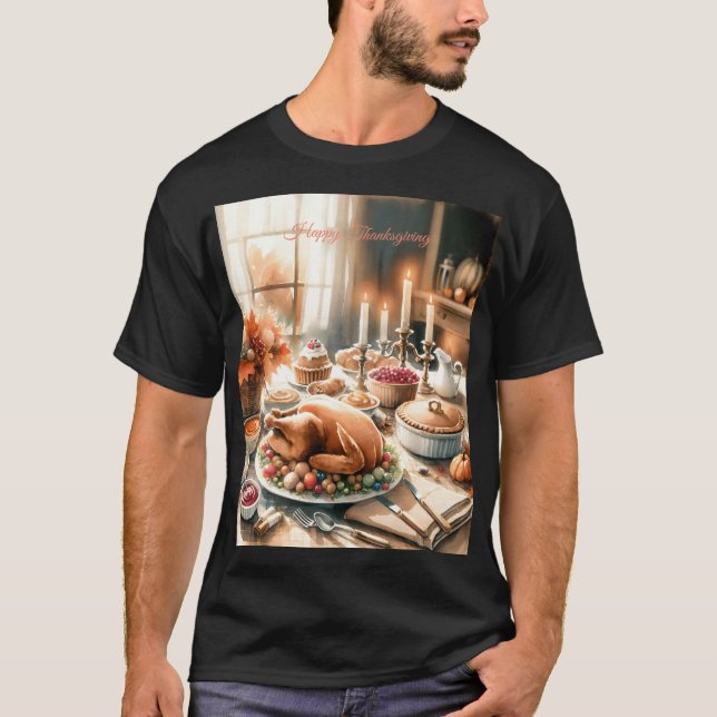Thanksgiving för vattenfärg T-Shirt (Framsida)