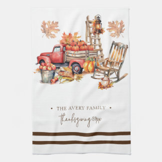 Thanksgiving för vattenfärgen personlig Family Nam Kökshandduk