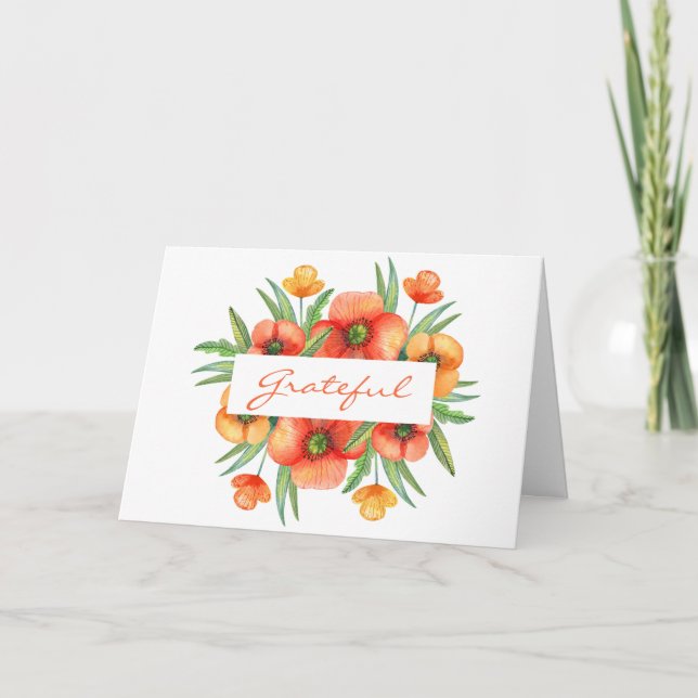 Thanksgiving för vattenfärgen Tack för Blommigten Helgkort (Framsida)