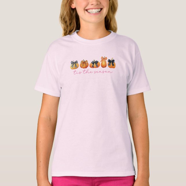 Thanksgiving för vattenfärgsekokvett Bow Pumpkin F T Shirt (Framsida)