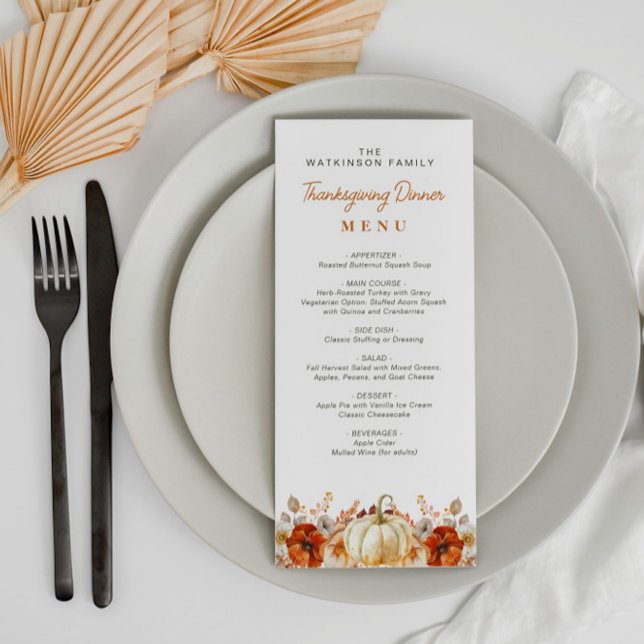 thanksgiving för vattenfärgsfall på blommigten  meny (Skapare uppladdad)