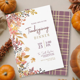 Thanksgiving för vattenfärgsfall, upplyst blommigt inbjudningar
