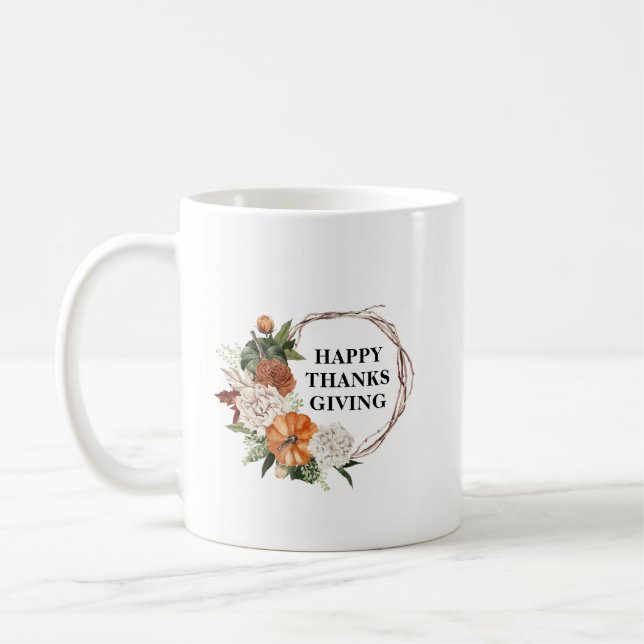 thanksgiving för vattenfärgsskörd kaffemugg (Vänster)