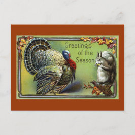 Thanksgiving för Vintage av ekorre och Turkiet Helg Vykort