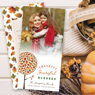 Thanksgiving Foto för Höst löv popup-fönster i Trä Julkort