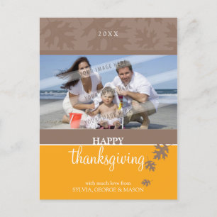 THANKSGIVING FOTO POSTCARD: fallande löv 1P Helg Vykort