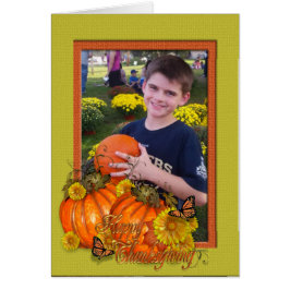 Thanksgiving fotokort med pumpor hälsningskort