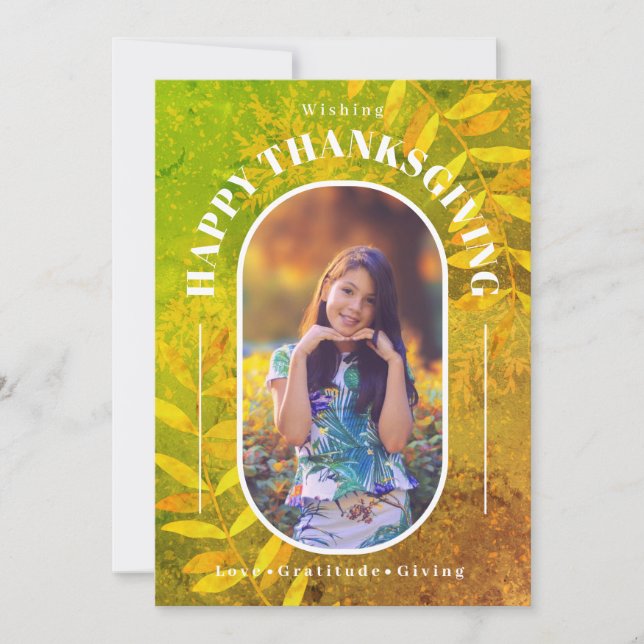 Thanksgiving Fotomodern Grönt Julkort (Framsida)