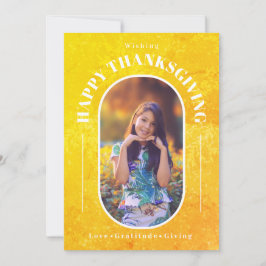 Thanksgiving Fotomodern Gult Julkort