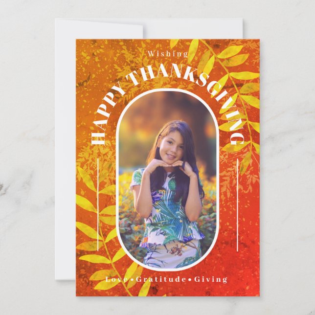 Thanksgiving Fotomodern Orange Julkort (Framsida)
