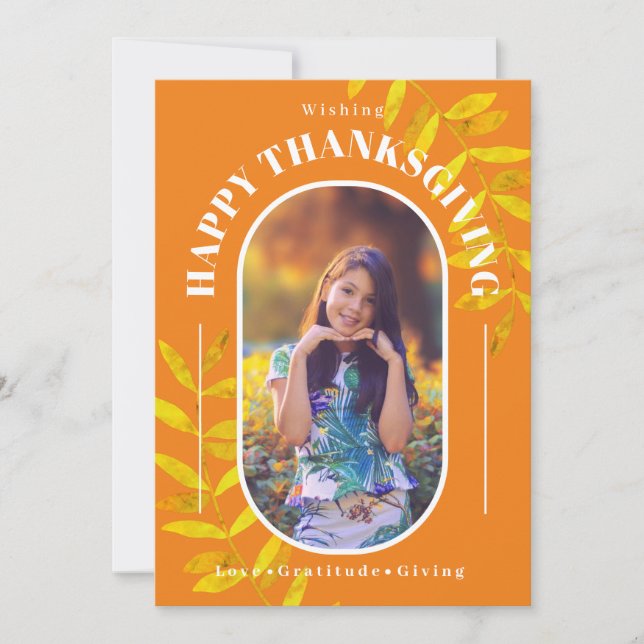 Thanksgiving Fotomodern Orange Julkort (Framsida)