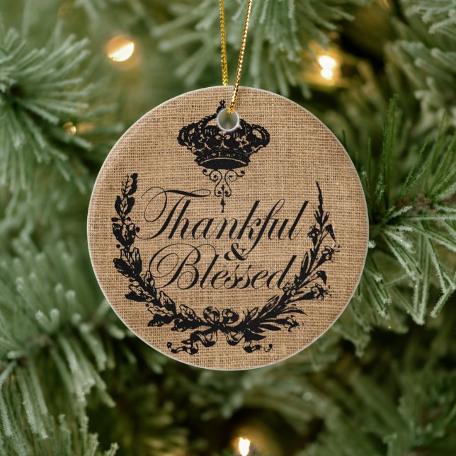 thanksgiving från hösthösten tack och lov välsigna julgransprydnad keramik (Träd)