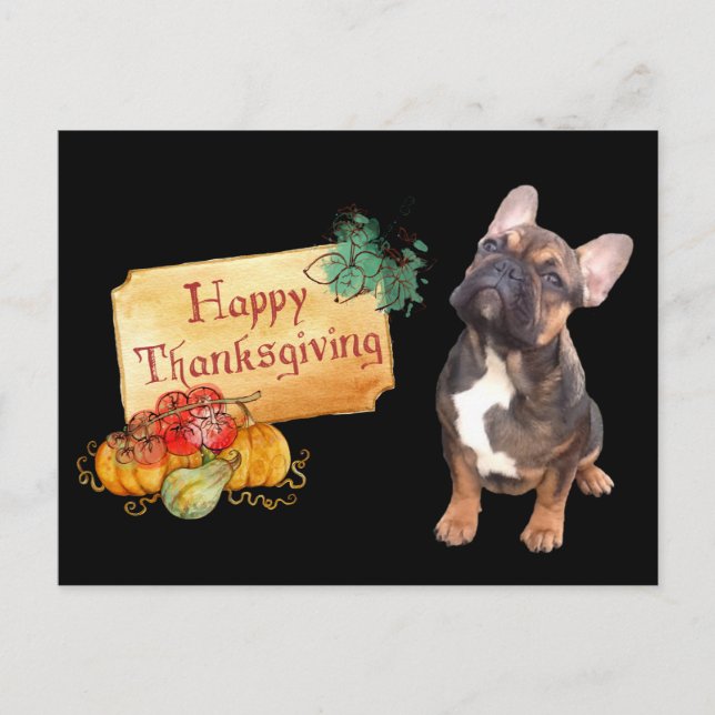 Thanksgiving Französische Bulldogge French Bulldog Vykort (Framsida)