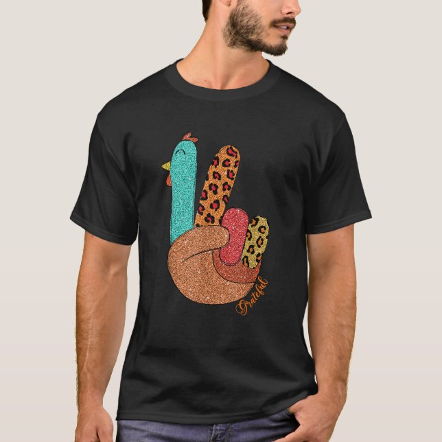 Thanksgiving Fredstecken Peace Kärlek Turkiet Hand T Shirt (Framsida)