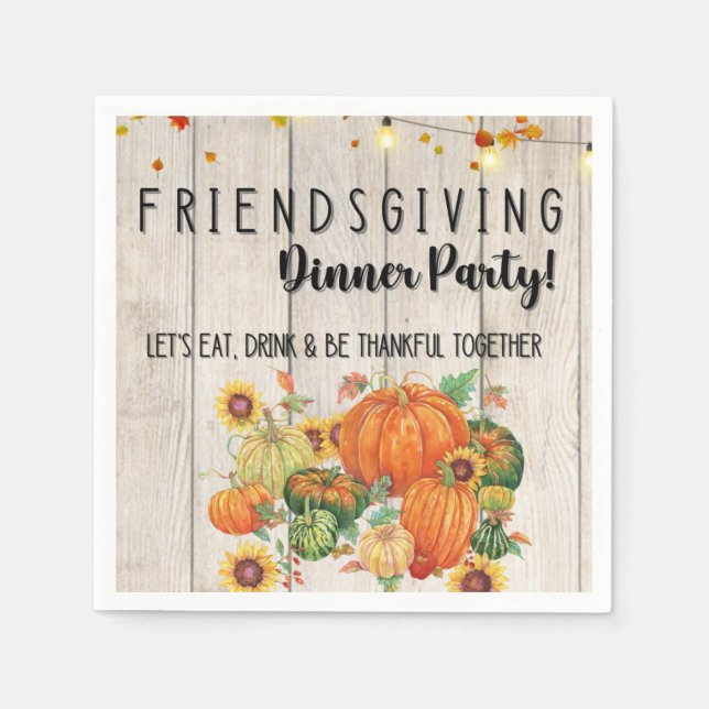 Thanksgiving Friendsgiving Cocktail Napkins Pappersservett (Framsidan)
