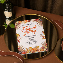 Thanksgiving Friendsgiving Dinner Pumpkin Flowers Inbjudningar