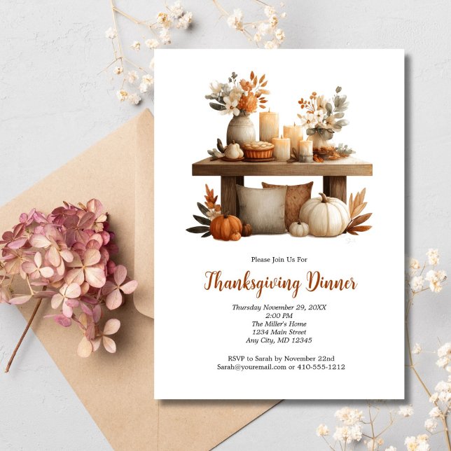 Thanksgiving Friendsgiving höstmiddag under hösten Inbjudningar (Thanksgiving Friendsgiving Fall Autumn Dinner Party Invitation Printed or Digital Download)