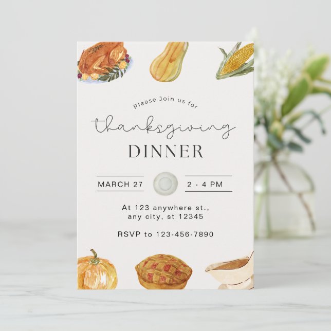 Thanksgiving Friendsgiving inbjudan till middag (Stående Fram)